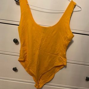 Yellow forever 21 bodysuit.